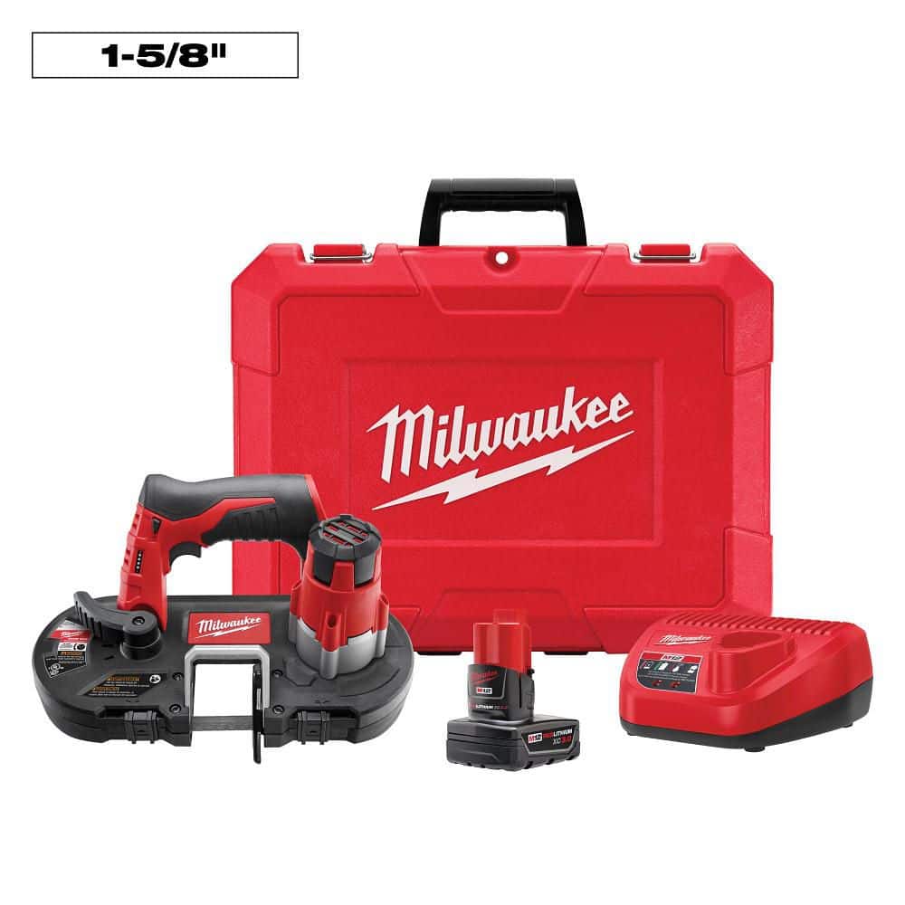 Milwaukee M12 12V Lithium-Ion Cordless Sub-Compact Band Saw XC Kit with One 3.0h Battery, Charger and Hard Case