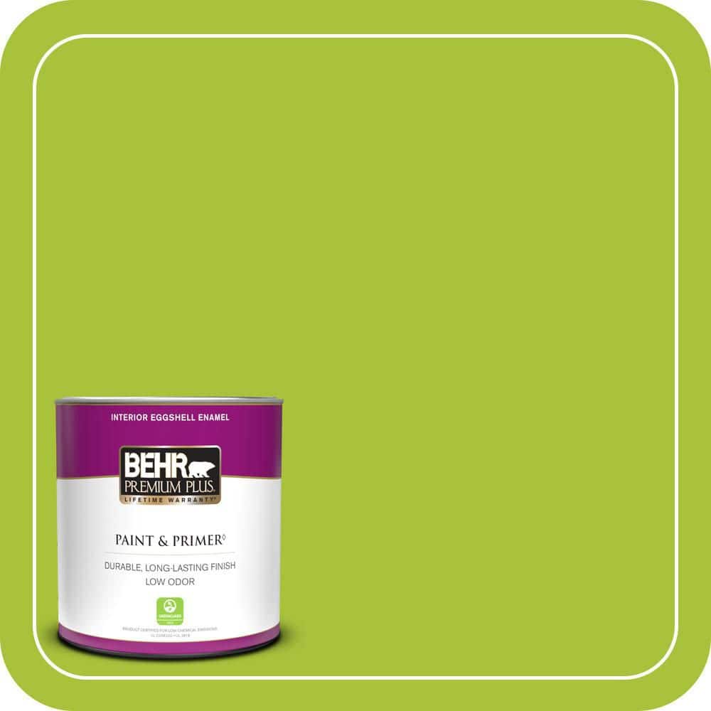 BEHR PREMIUM PLUS 1 qt. #S-G-410 Green Crush Eggshell Enamel Low Odor Interior Paint & Primer