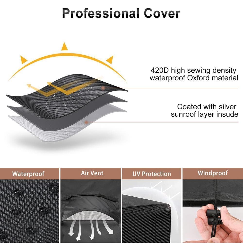 Angel Sar 24" x 24" x 30"Central Air Conditioner Cover, 420D Polyester Oxford Waterproof Heavy Duty AC Unit (1-Set, Black) (3)