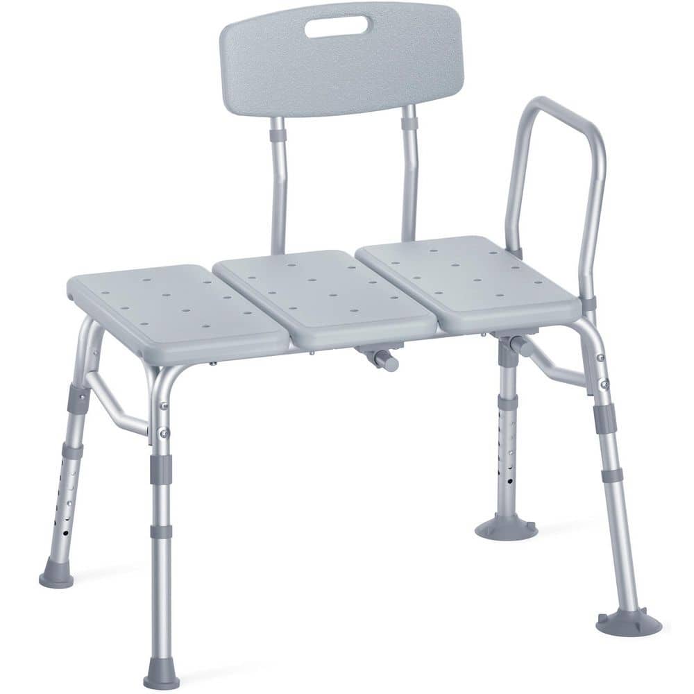 Wudkey 26 in. W Adjustable Height Freestanding Tub Transfer Bench for Bathtub in Grey, Shower Bench for Elderly and Disabled (1)