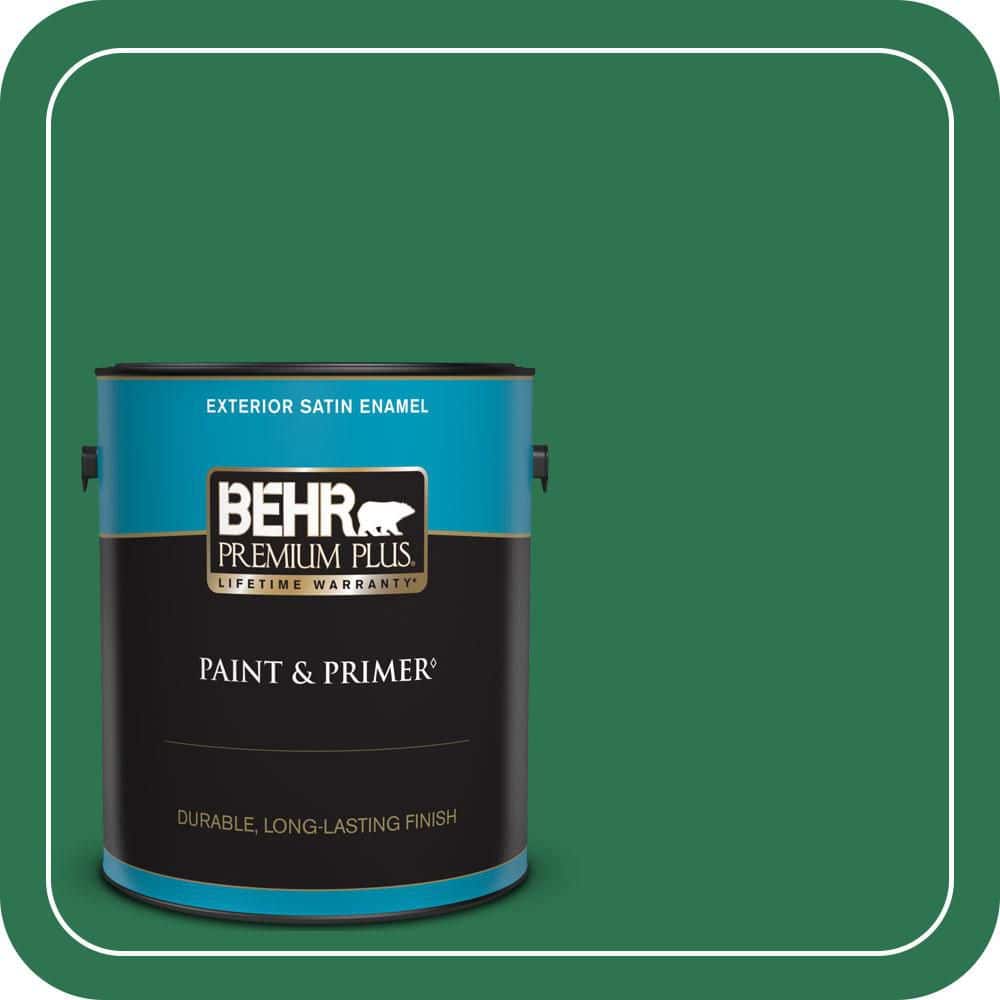 BEHR PREMIUM PLUS 1 gal. #P420-7 Crown Jewel Satin Enamel Exterior Paint & Primer