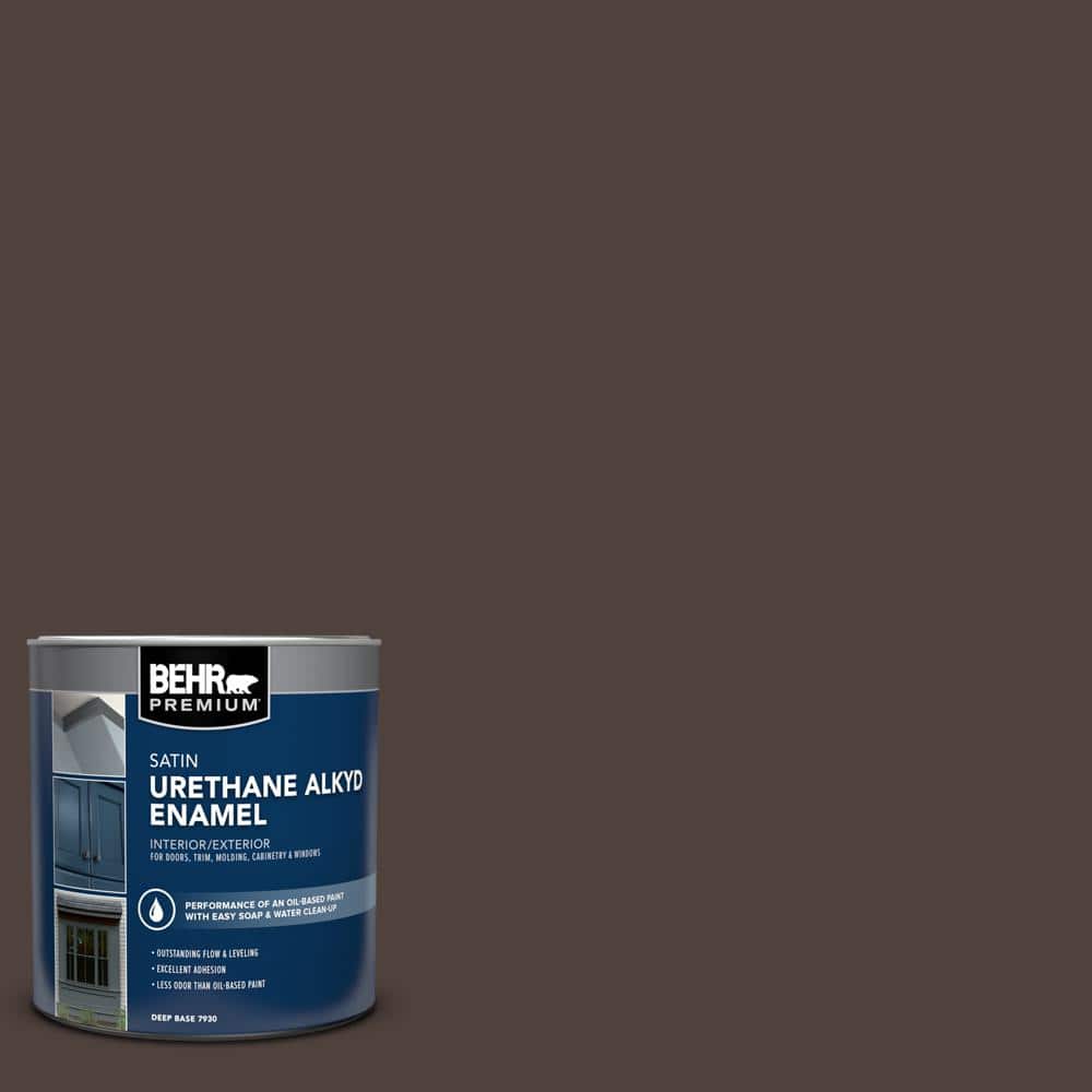 BEHR PREMIUM 1 qt. #MS-90 Deep Chocolate Satin Enamel Urethane Alkyd Interior/Exterior Paint (1)