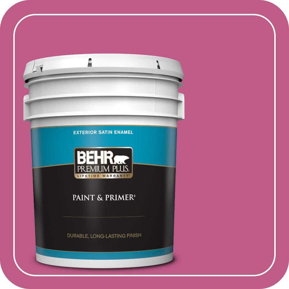 BEHR PREMIUM PLUS 5 gal. #P120-5 Beauty Queen Satin Enamel Exterior Paint & Primer