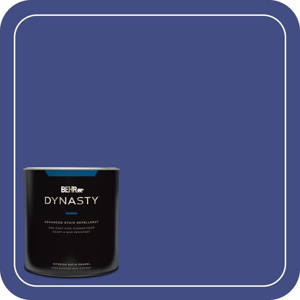 BEHR DYNASTY 1 qt. #MQ5-48 Boudoir Blue One-Coat Hide Satin Enamel Interior Stain-Blocking Paint & Primer