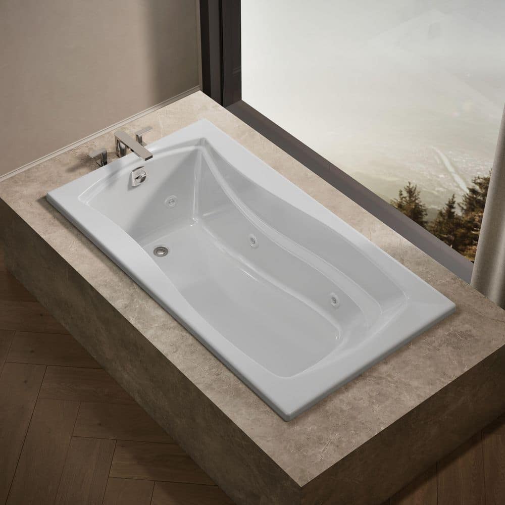 KOHLER Mariposa 66 in. Rectangular Drop-in Whirlpool Bathtub in White (2)