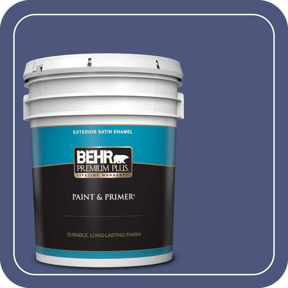 BEHR PREMIUM PLUS 5 gal. #620D-7 Deep Indigo Satin Enamel Exterior Paint & Primer