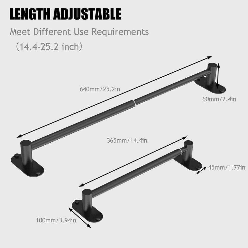 Wudkey 1-Pack Adjustable 14.4 in. to Self-Adhesive Screw Mounted Towel Bar (2)