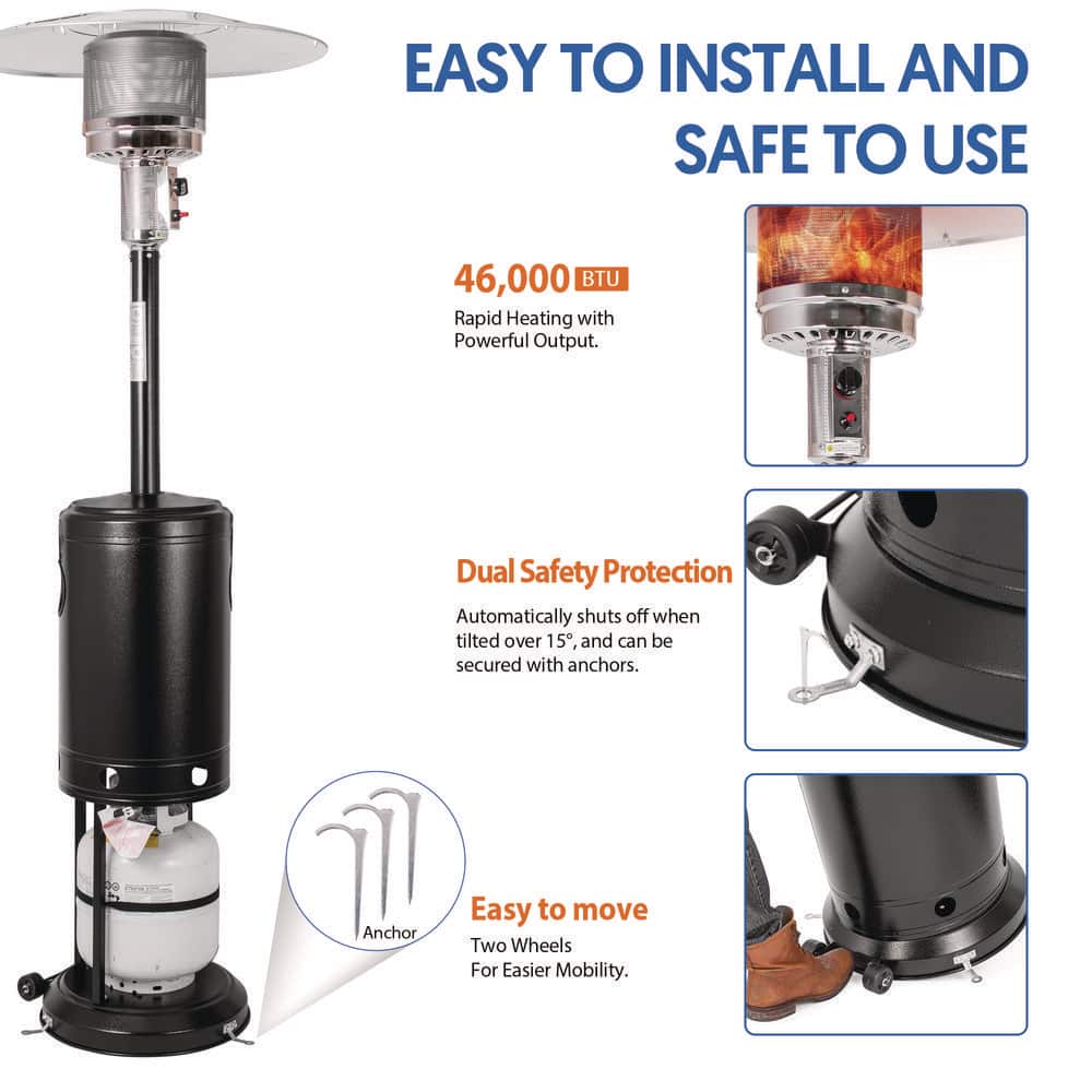 outermust 46,000 BTU Steel Propane Patio Heater (3)