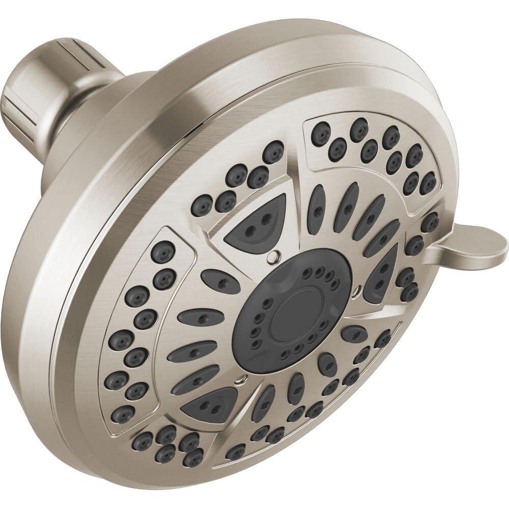 Delta 6-Spray Patterns 1.75 GPM 4.38 in. Wall Mount Fixed Shower Head in Stainless
