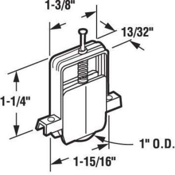 Prime-Line 1 in. Nylon Ball Bearing Screen Door Roller Assembly with Adjustable Yoke (2)