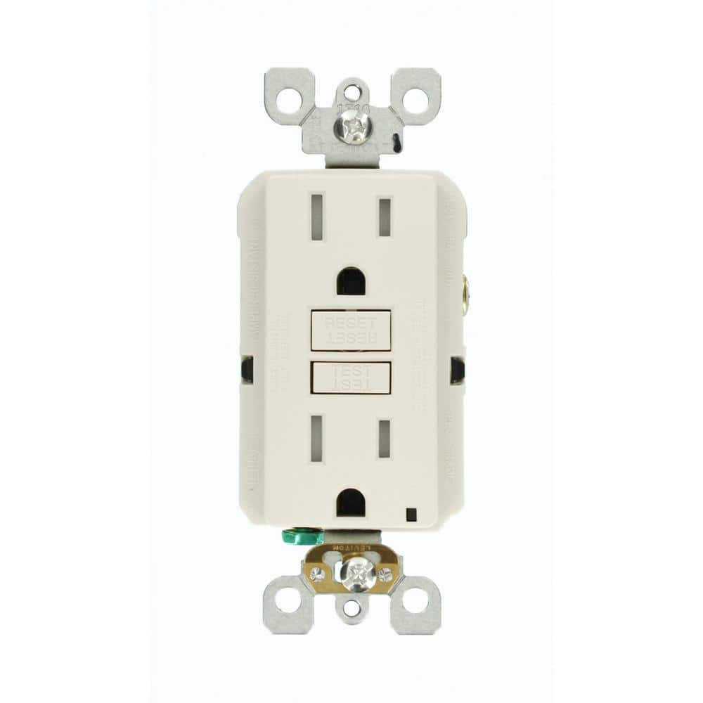 Leviton 15 Amp 125-Volt Duplex SmarTest Self-Test SmartlockPro Tamper Resistant GFCI Outlet, Light Almond GFTR1-KT (1)