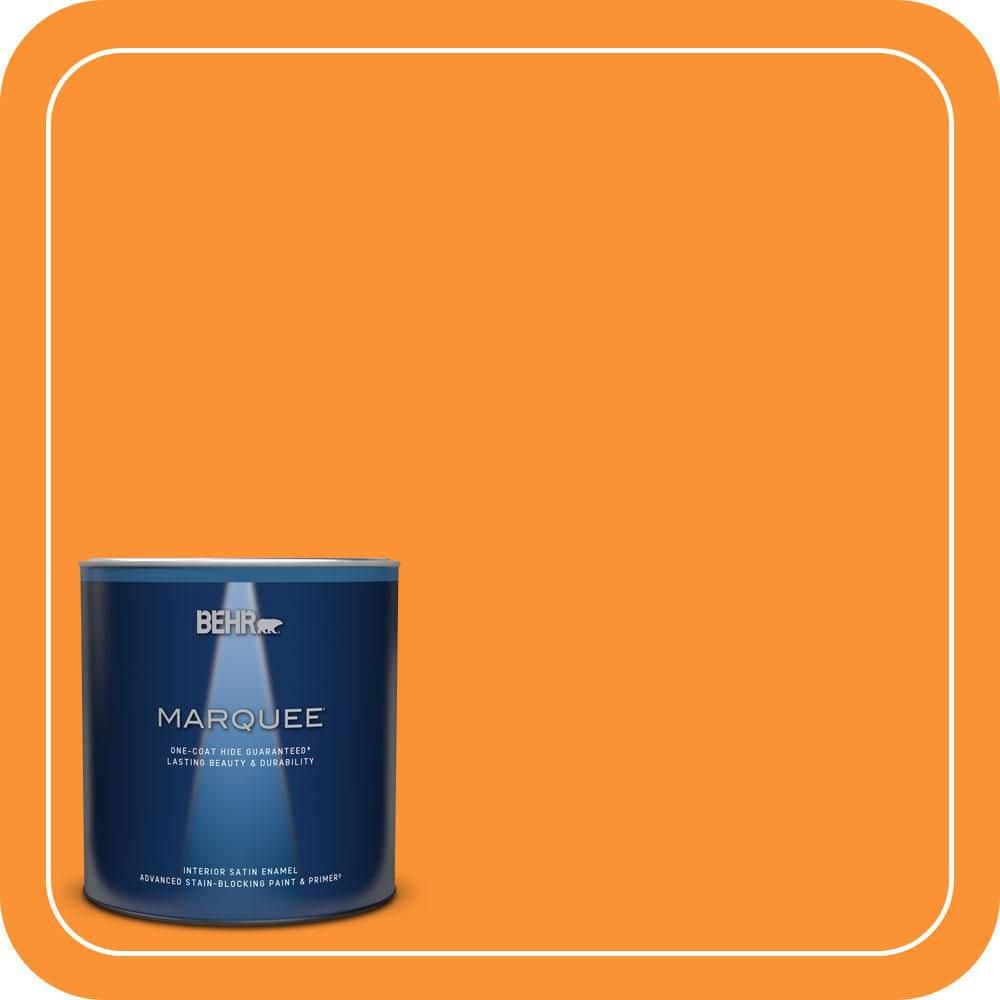 BEHR MARQUEE 1 qt. #P240-7 Joyful Orange Satin Enamel Interior Paint & Primer