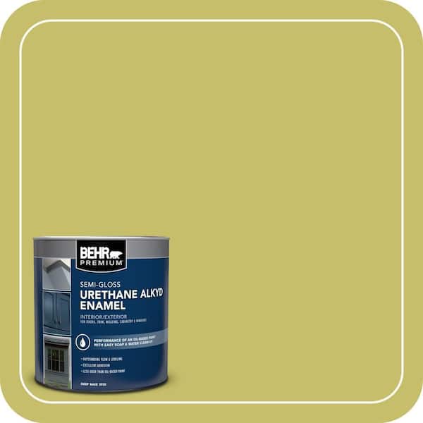 BEHR PREMIUM 1 qt. #P350-5 Go Go Lime Semi-Gloss Enamel Urethane Alkyd Interior/Exterior Paint (2)