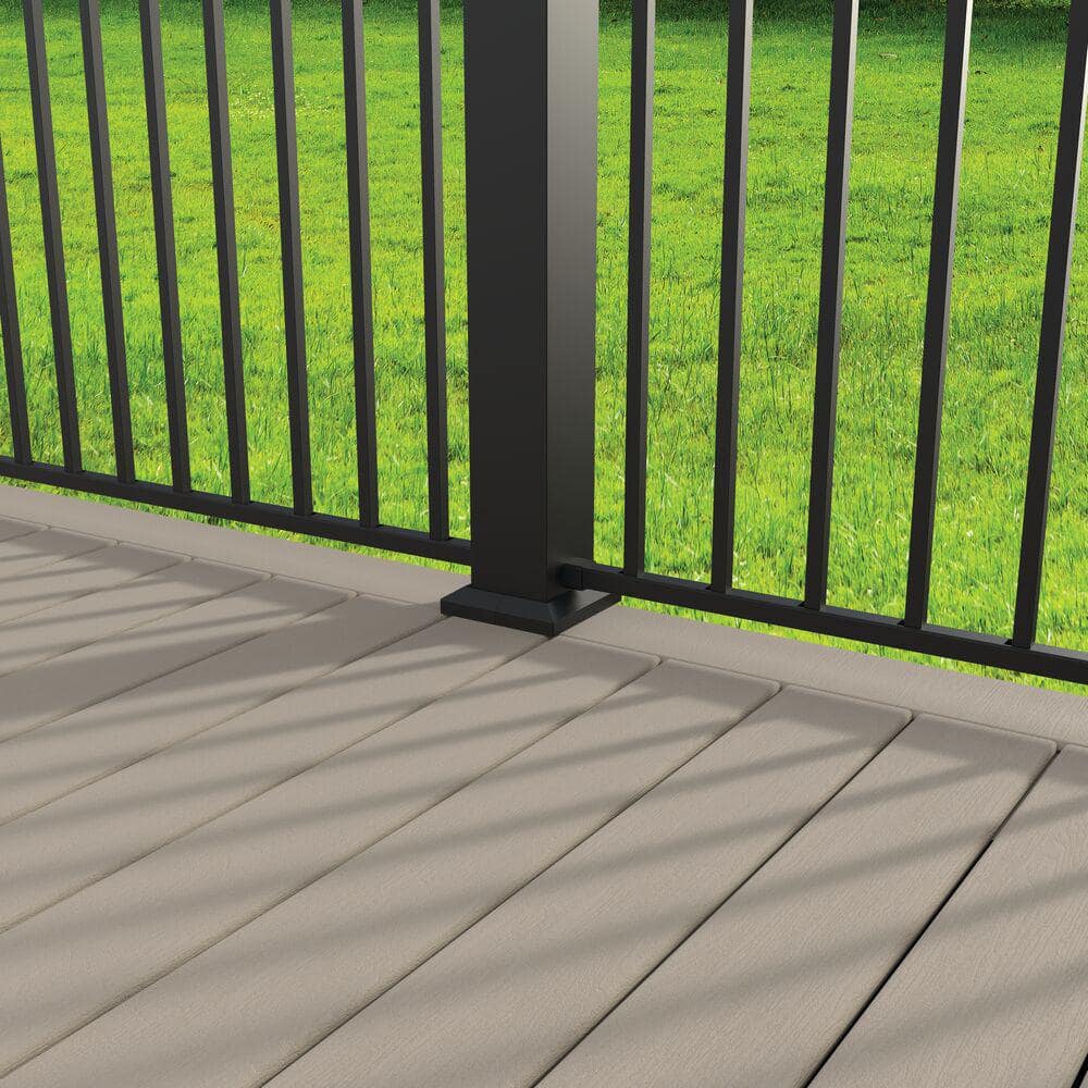 Barrette Outdoor Living VersaRail 4.25 in. x 4.25 in. Matte Black Aluminum Rail Post Mount with Trim (2)