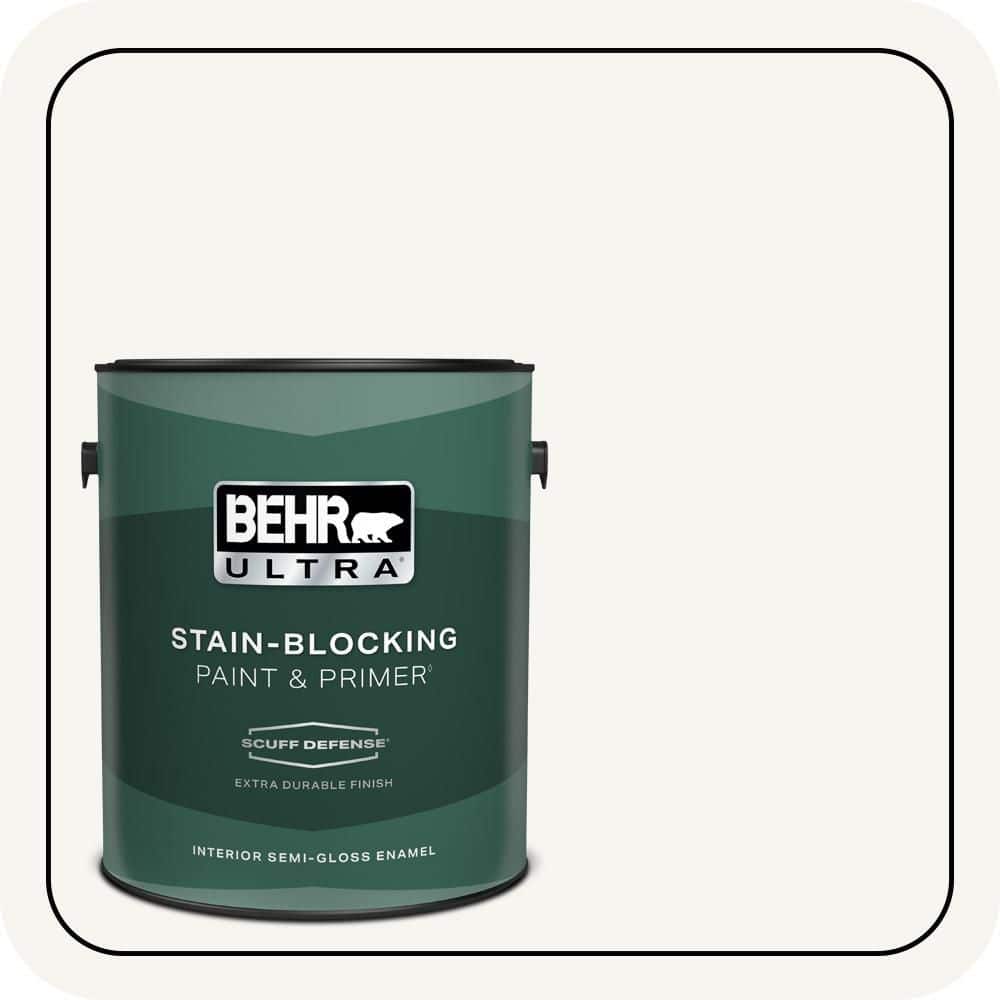 BEHR ULTRA 1 gal. Designer Collection #DC-001 Whipped Cream Extra Durable Semi-Gloss Enamel Interior Paint & Primer