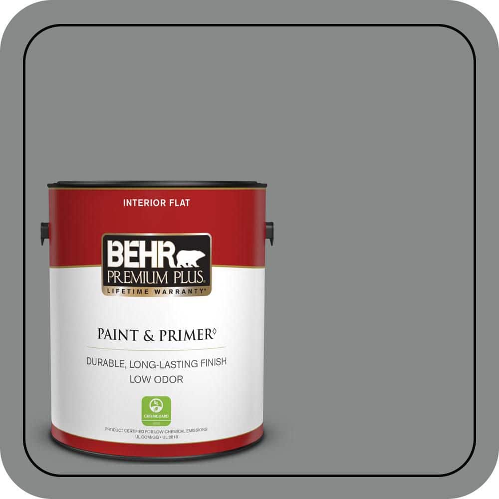 BEHR PREMIUM PLUS 1 gal. #N460-5 Slate Rock Flat Low Odor Interior Paint & Primer (1)