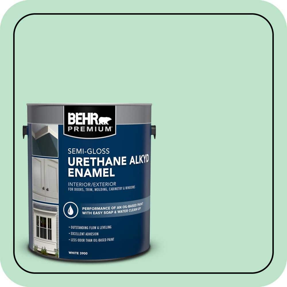 BEHR PREMIUM 1 gal. #P410-2 Spearmints Urethane Alkyd Semi-Gloss Enamel Interior/Exterior Paint