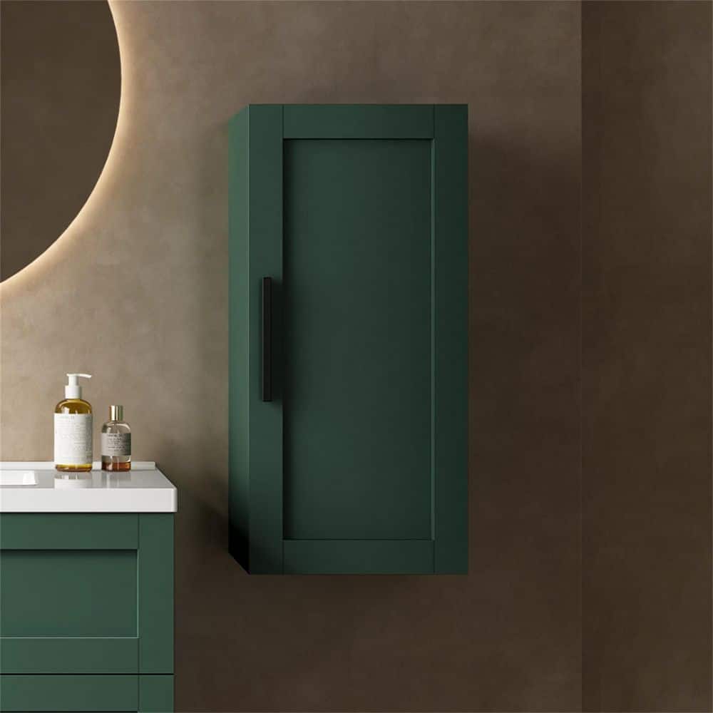 Boyel Living 14 in. W x 12 in. D x 30 in. H Wall Mounted Floating Bathroom Storage Side Cabinet Door Shelf in Green (2)