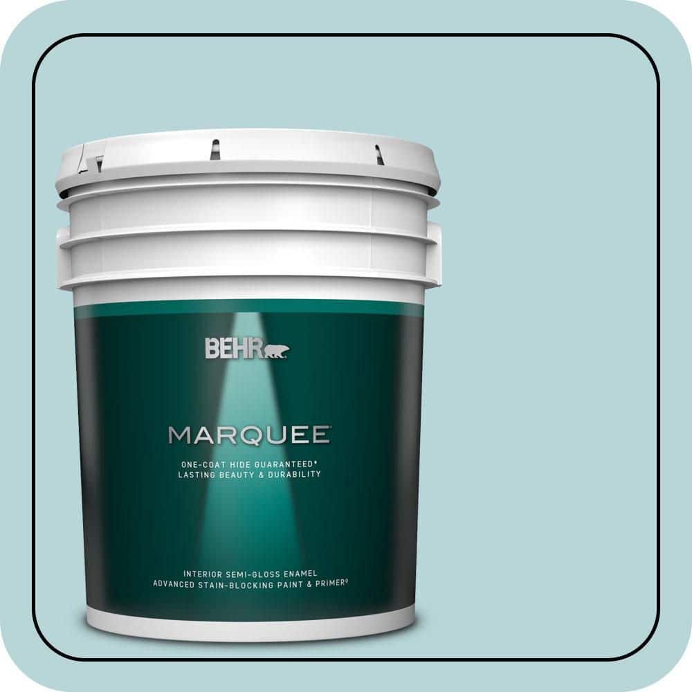 BEHR MARQUEE 5 gal. #510E-2 Rhythmic Blue Semi-Gloss Enamel Interior Paint & Primer