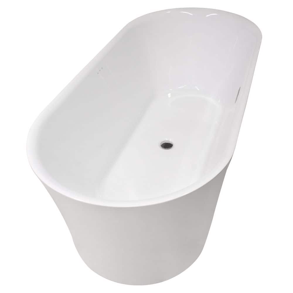 ANZZI Jericho Series 67 in. x 32 in. Flat Bottom Acrylic Freestanding Air Jetted Bathtub with Center Drain in Glossy White (2)