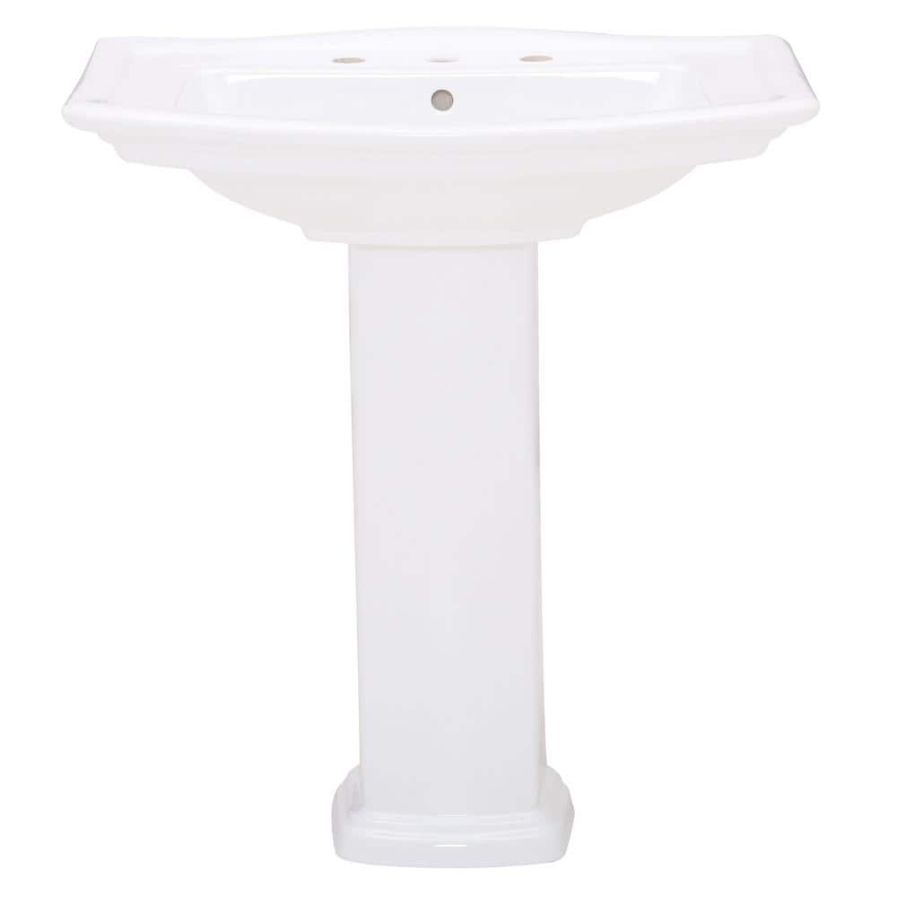 Unbranded Washington 765 30 in. Pedestal Combo Bathroom Sink for 8 in. Widespread in White (3)