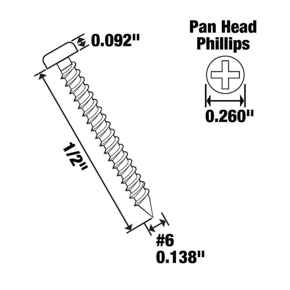 Everbilt #6 x 1/2 in. Phillips Pan Head Stainless Steel Sheet Metal Screw (50-Pack) (3)