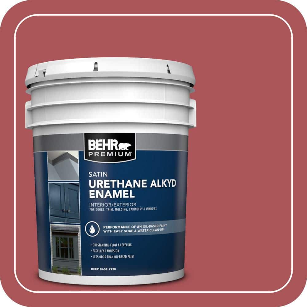 BEHR PREMIUM 5 gal. #M150-6 Lingonberry Punch Urethane Alkyd Satin Enamel Interior/Exterior Paint