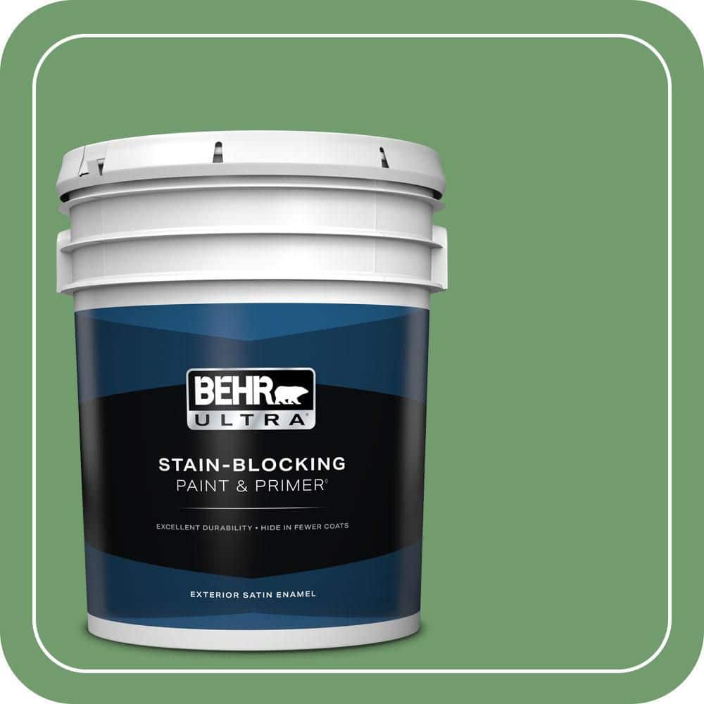 BEHR ULTRA 5 gal. #450D-6 Shire Green Satin Enamel Exterior Paint & Primer