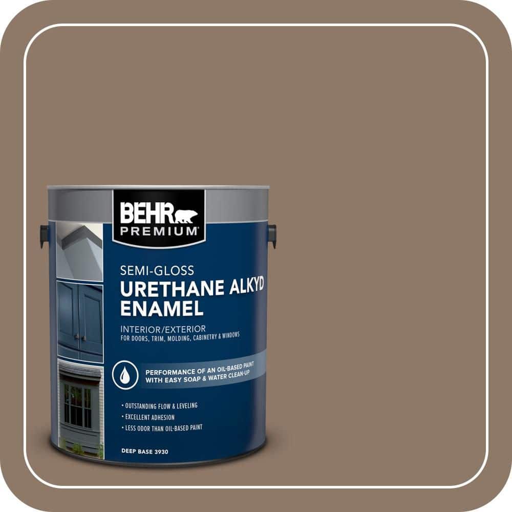 BEHR PREMIUM 1 gal. #PPU5-05 Coconut Shell Urethane Alkyd Semi-Gloss Enamel Interior/Exterior Paint