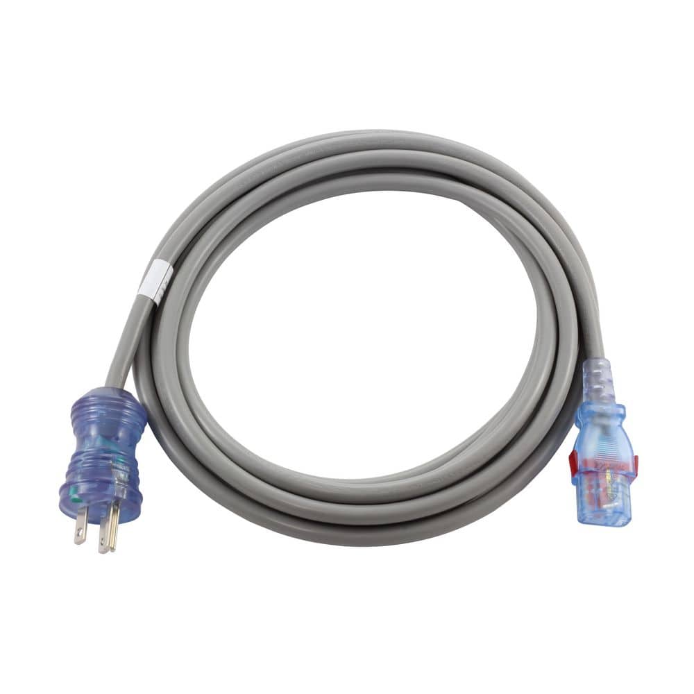 AC WORKS 20 ft. 13 Amp 125 Volt 16 / 3 Indoor Medical Grade Power Cord with Locking IEC C13 in Gray (1)