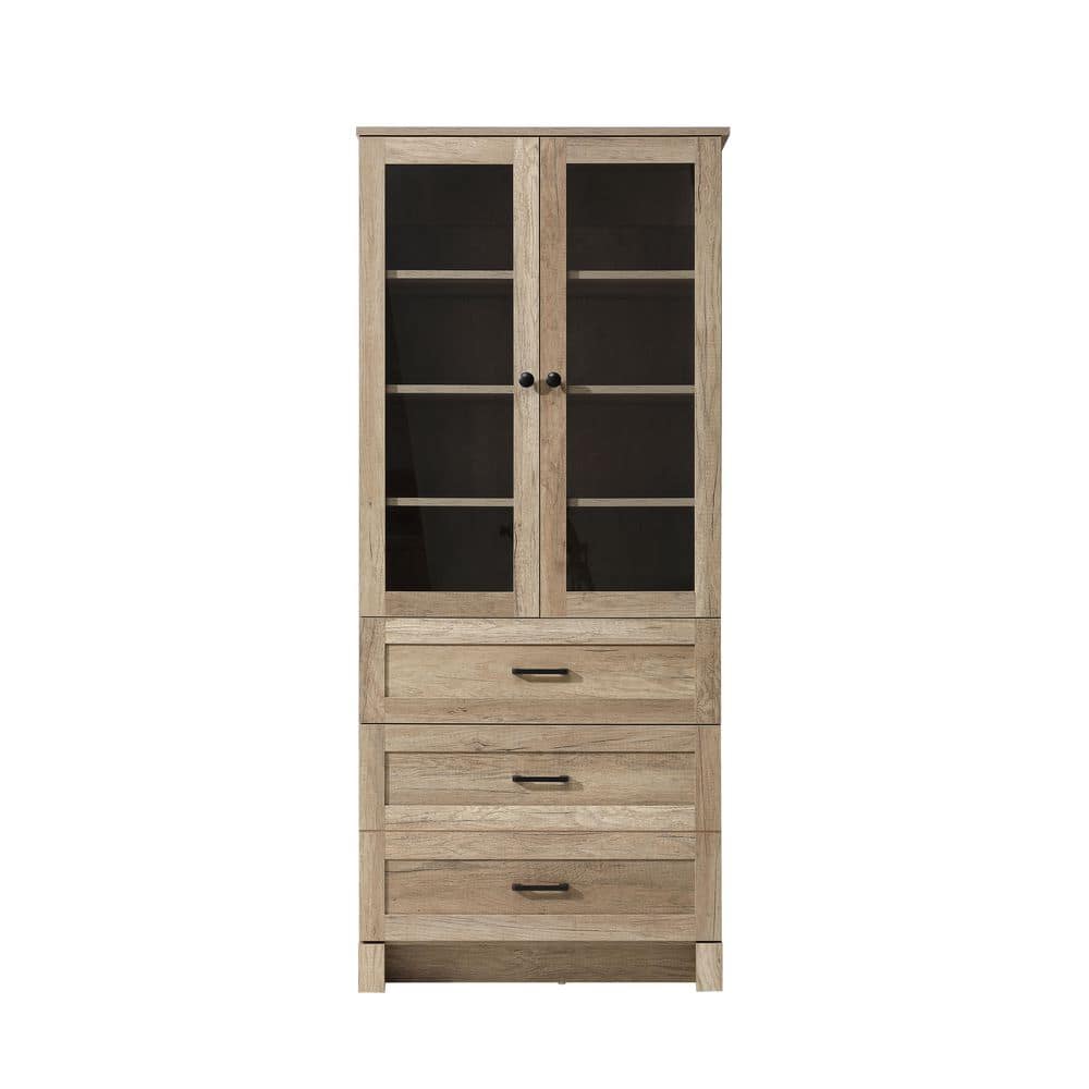 TIMELESS HOME 28 in. W x 18 in. D x 65 in. H Beige Freestanding Linen Cabinet (1)