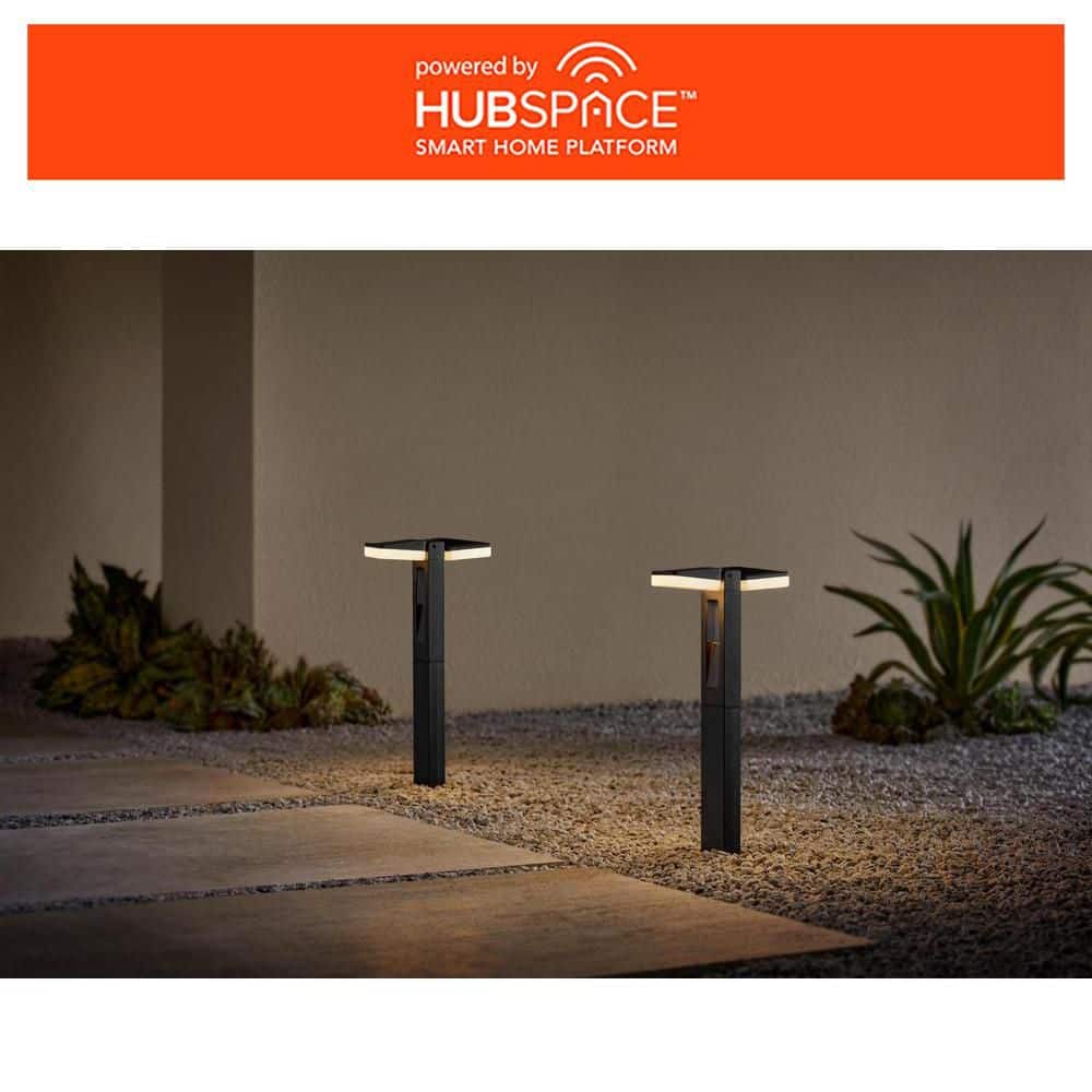 Hampton Bay Smart Low Voltage Black Plug-in Integrated LED RGB Landscape Light Kit with Transformer Powered by Hubspace 2-Pack (2)