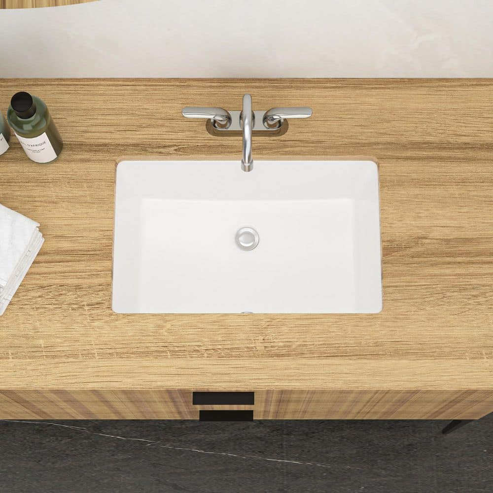 Dueyeeri 21 in. x 13 in. Undermount Rectangular Bathroom Sink with Overflow in White Ceramic (2)