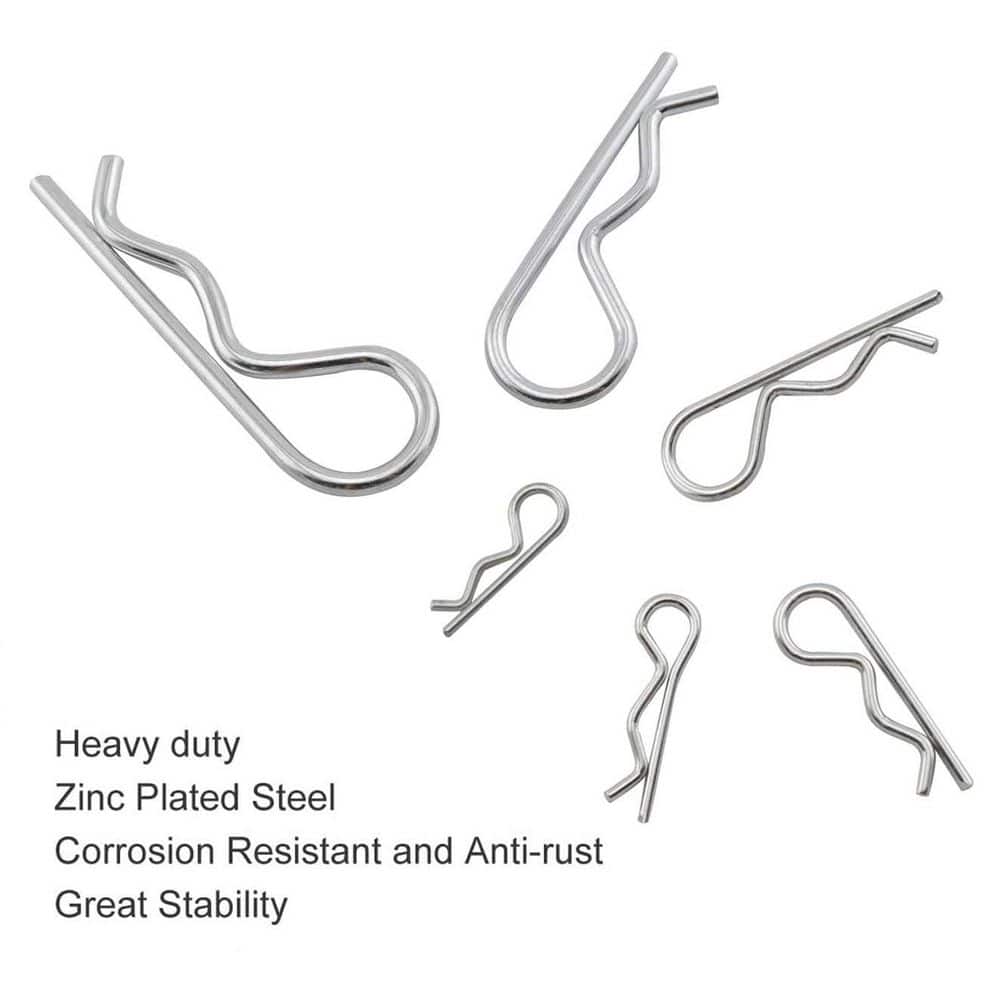 Afoxsos Zinc Plated Steel R Shaped Spring Cotter Pins Assortment Kit Corrosion Resistant Retaining Hair Pin (25-Pack) (3)