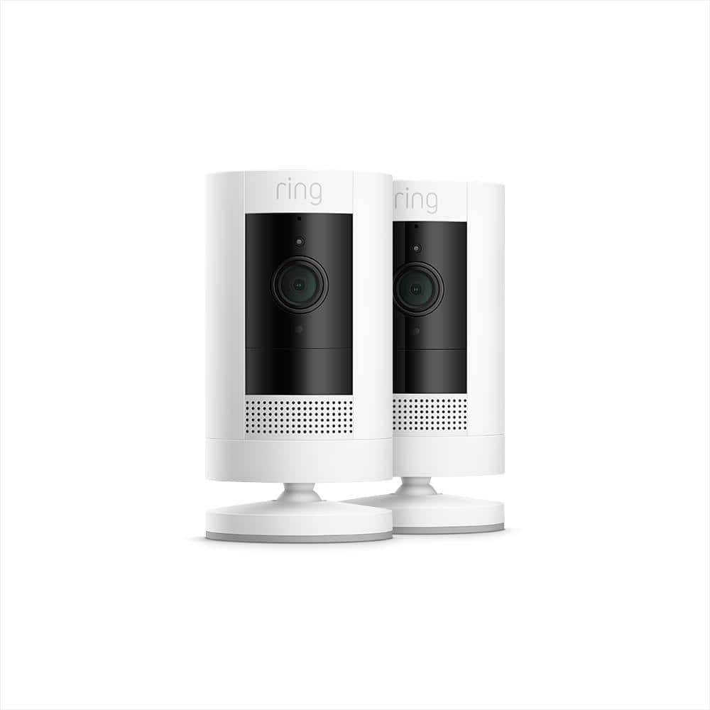 Ring Outdoor Cam (Stick Up Cam) Battery - Smart Security Camera with 2-Way Talk, Color Night Vision, Live View, White 2pk