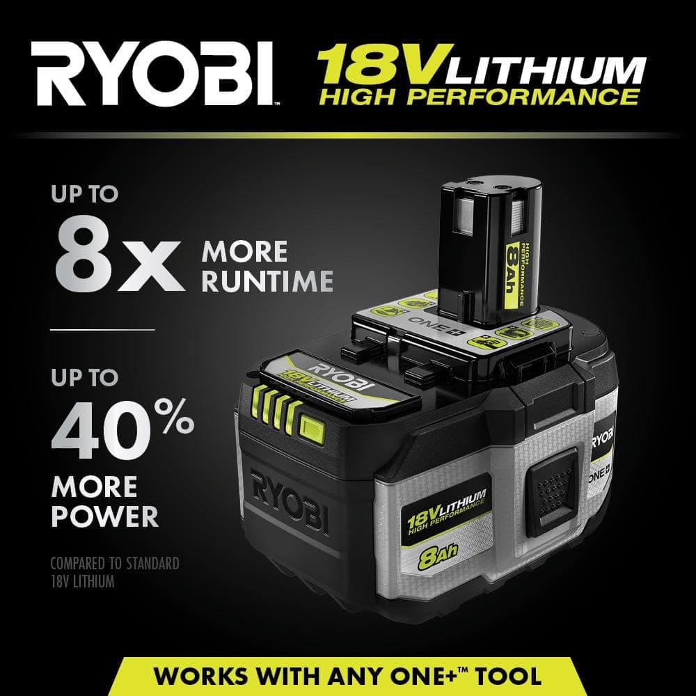 RYOBI ONE+ 18V 8.0 Ah Lithium-Ion HIGH PERFORMANCE Battery (2)