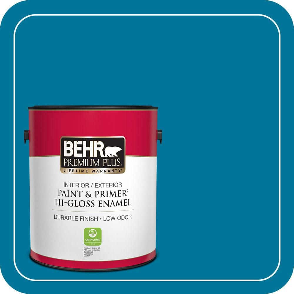 BEHR PREMIUM PLUS 1 gal. #P490-7 Mayan Treasure Hi-Gloss Enamel Interior/Exterior Paint & Primer