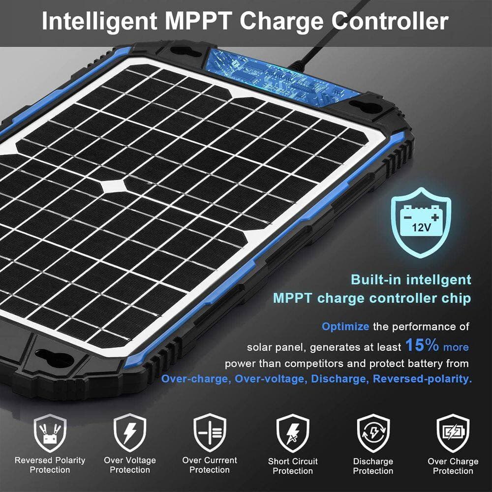 Unbranded Waterproof 12V 12W Solar Panel Charger Maintainer Pro with UltraSmart MPPT for Car Marine RV Trailer Kit (2)