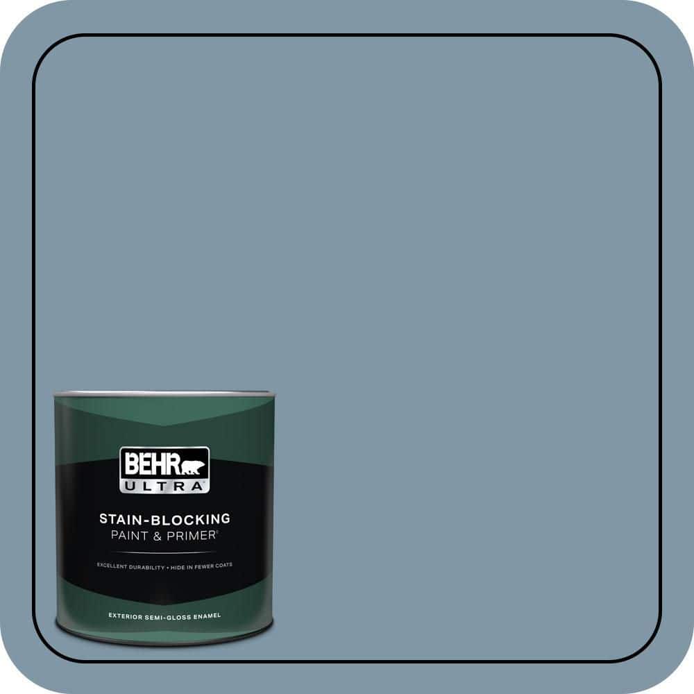 BEHR ULTRA 1 qt. #560F-5 Bleached Denim Semi-Gloss Enamel Exterior Paint & Primer