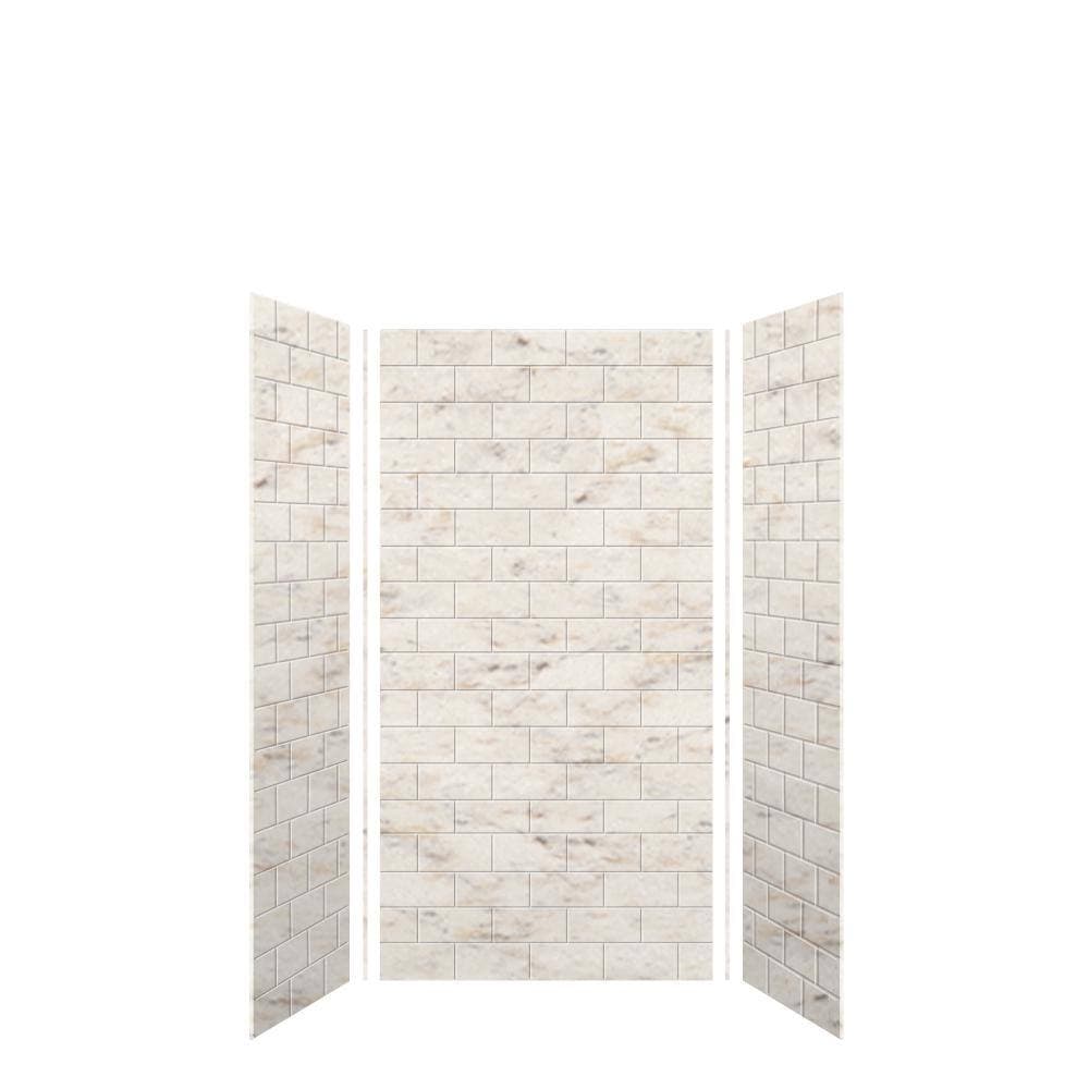 Transolid SaraMar 36 in. x 36 in. x 72 in. 3-Piece Easy Up Adhesive Alcove Shower Wall Surround in Biscotti Marble (2)