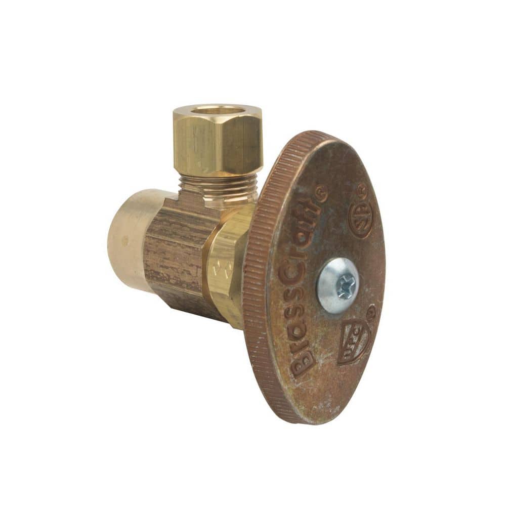 BrassCraft 1/2 in. Sweat Inlet x 3/8 in. Compression Outlet Rough Brass Multi-Turn Angle Valve (2)