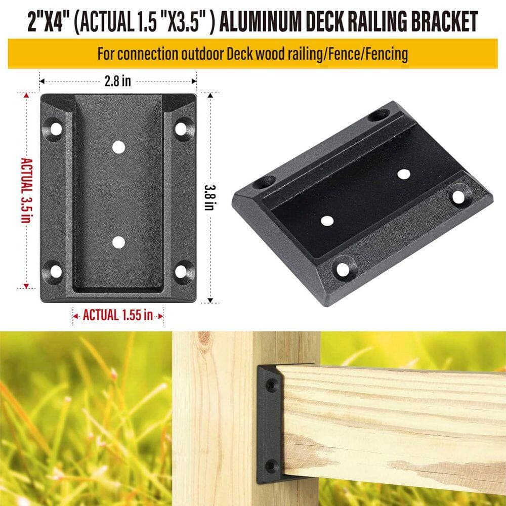 Afoxsos ADC-12 Aluminum Black Deck Railing Bracket Connectors for Wooden Handrail Connection (4-Pack) (2)