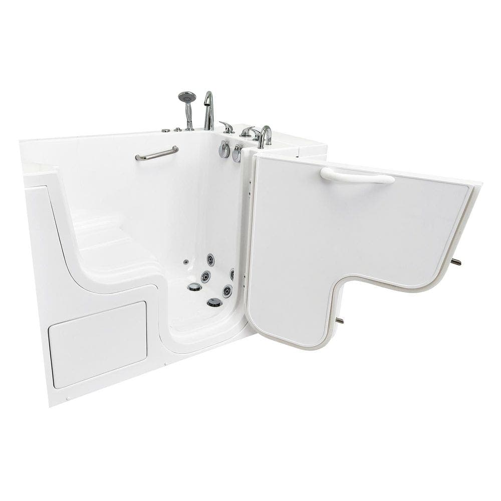Ella Wheelchair Transfer32 52 in. Acrylic Walk-In Whirlpool Bathtub in White with Fast Fill Faucet, Right 2 in. Dual Drain (3)