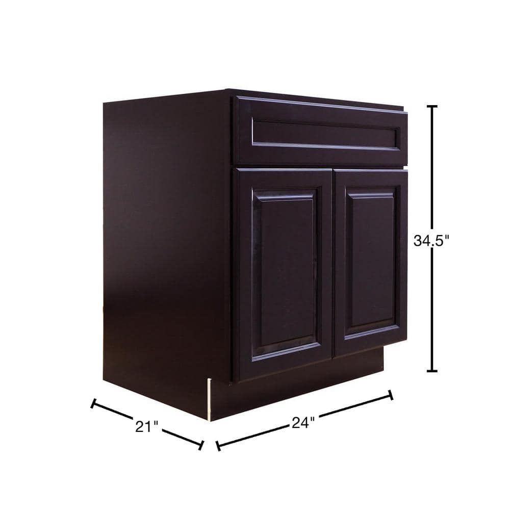 LIFEART CABINETRY Newport Assembled 24 in. W x 21 in. D x 34.5 in. H Bath Vanity Cabinet with 2 Doors in Dark Espresso (2)