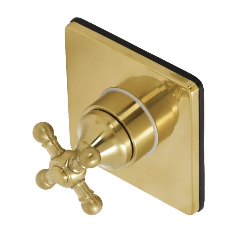 Kingston Brass Single-Handle 1-Hole Wall Mount Three-Way Diverter Valve with Trim Kit in Brushed Brass (1)