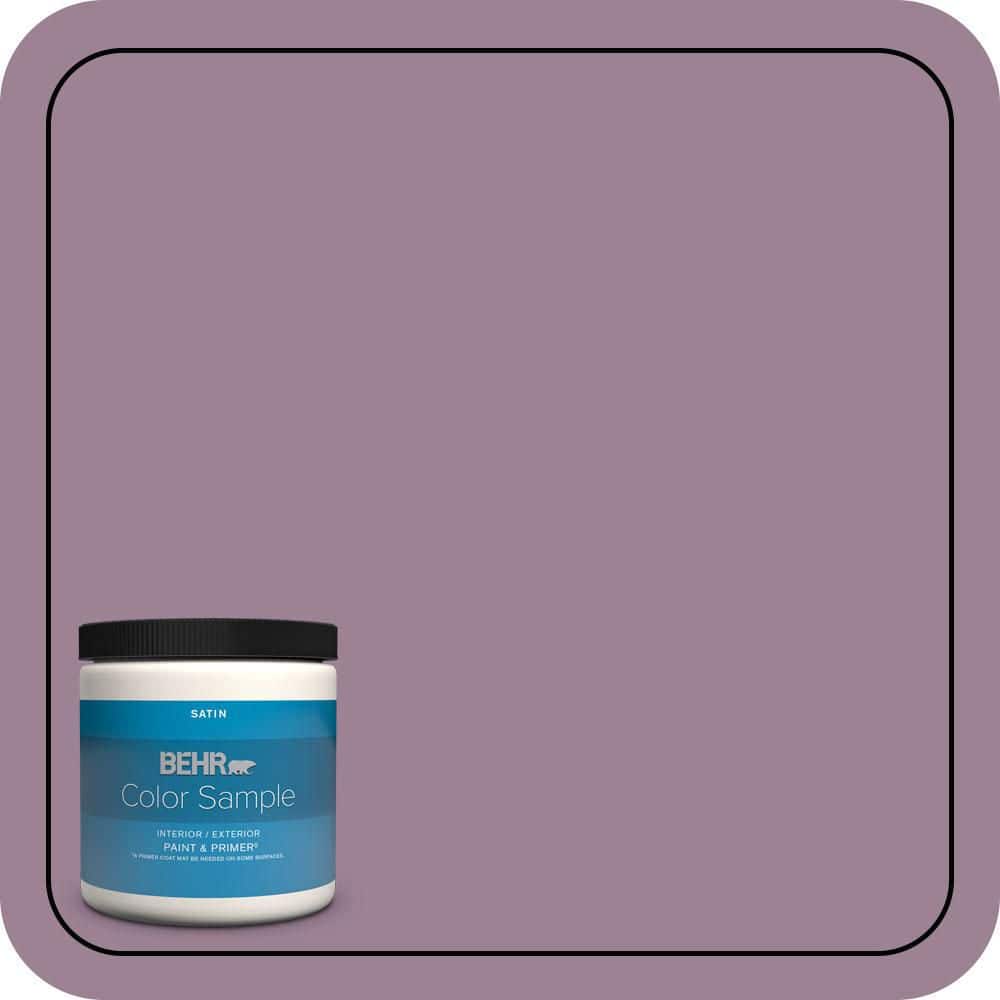 BEHR PREMIUM PLUS 8 oz. #S110-5 Garden Plum Satin Enamel Interior/Exterior Paint & Primer Color Sample