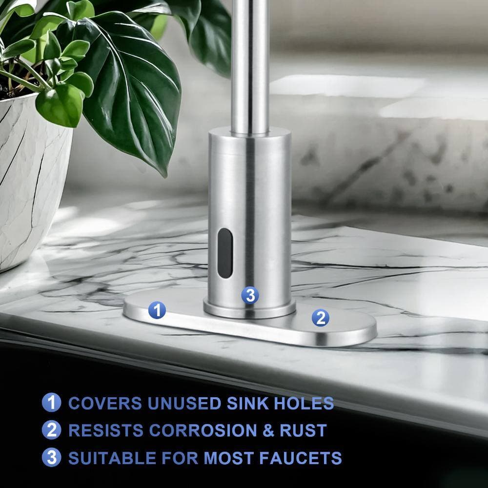 ALEASHA 6.3 in. Stainless Steel Sink Faucet Hole Cover Escutcheon Deck Plate (3)