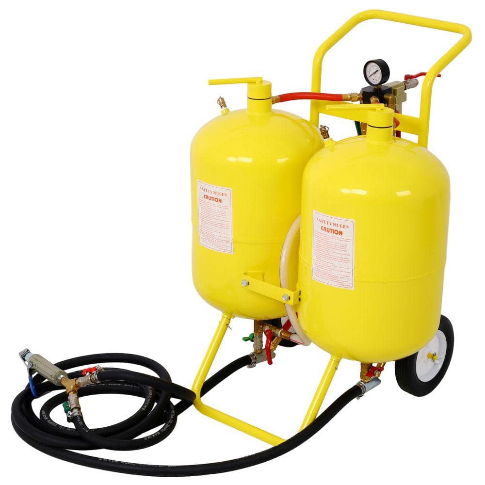 Amucolo Dual Tank Abrasive Soda Blaster with two 10 Gal. Tanks 100 lbs. Abrasive
