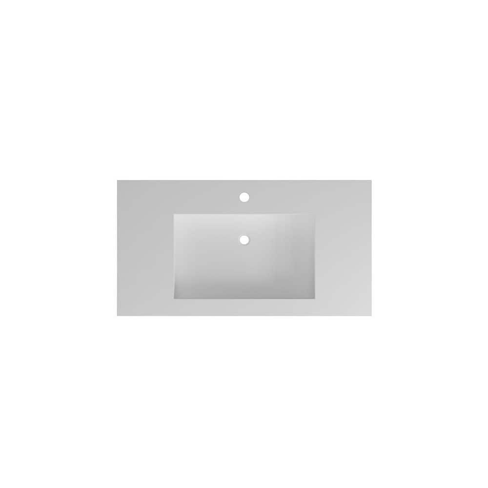 LIVACA 35.4 in. 18.9 in. Drop-In Bathroom Sink in Matte White Solid Surface with Integrated Basin (3)