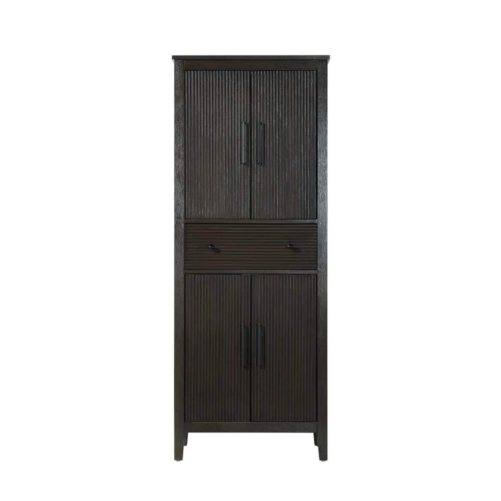 TIMELESS HOME 28 in. W x 18 in. D x 72 in. H Brown Freestanding Linen Cabinet (1)